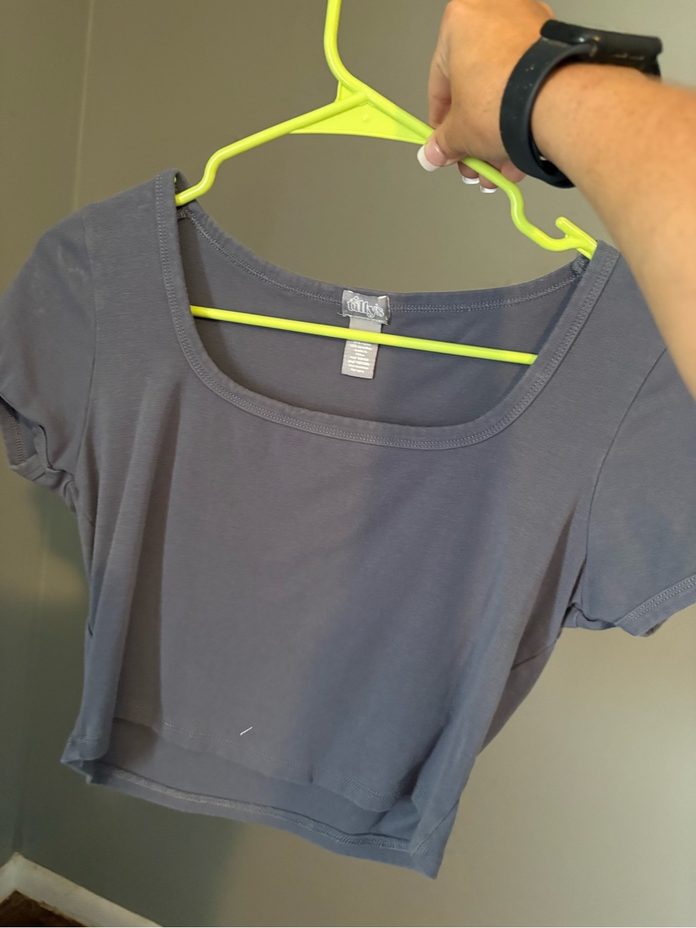 Tilly's Scoop Neck Crop Top - Slate Gray